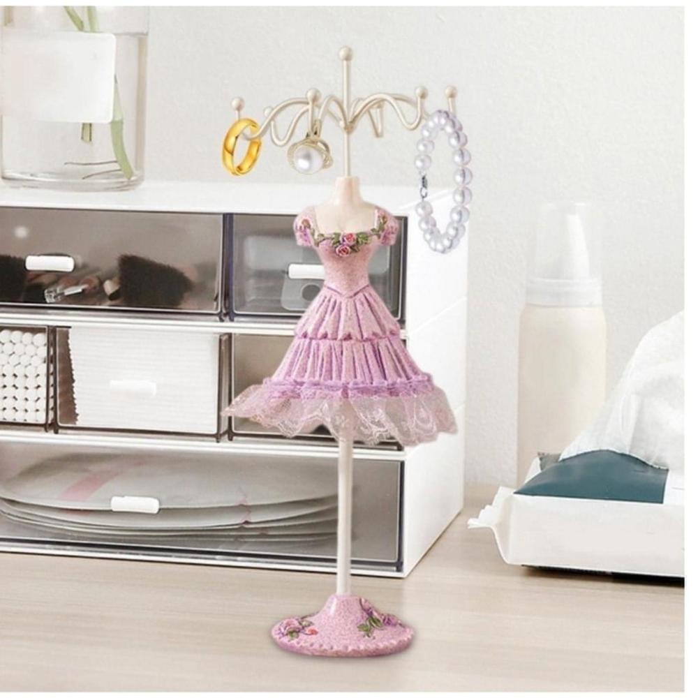 Rotating Jewelry Rack In Pink Dress - Picture 2 of 6